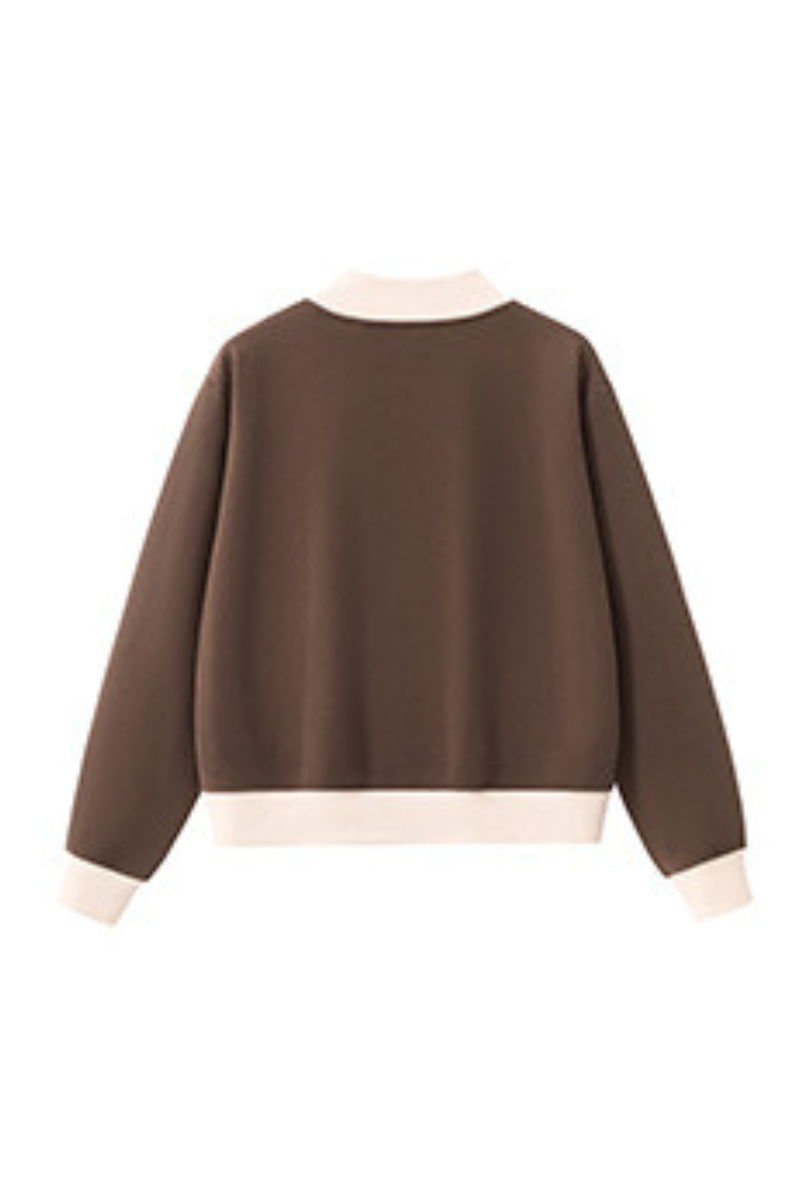 Women's Fall Cozy Fleece Mock Neck Color Block Sweatshirt