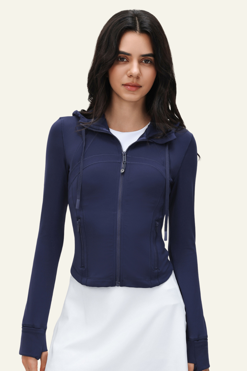 Women‘s Athletic Slim-Fitting Hooded Drawstring Jacket.