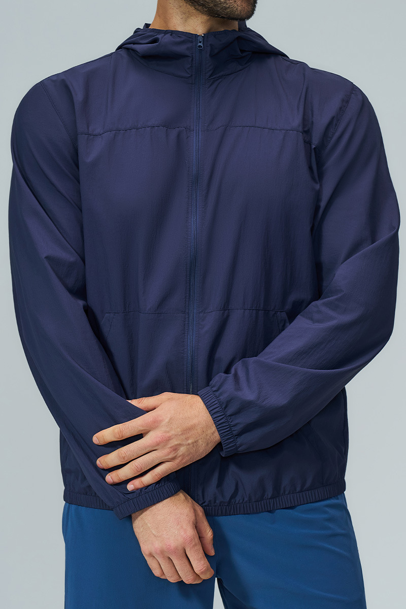 Men's Fall Hooded Full Zip Elastic Hem Outdoor Hooded Jacket