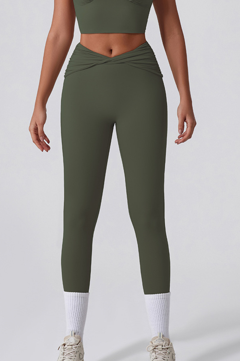 Women's Athletic Twist Cross Waist Yoga Leggings