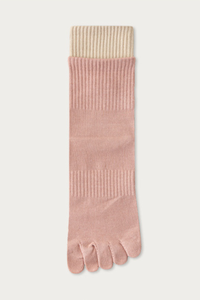 Women's Ribbed Cuff Color-Block Cuff Five-Toe Yoga Socks