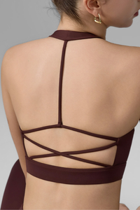 Women's Sets:Cross-Back Halterneck Bra & Mesh-Panel Leggings