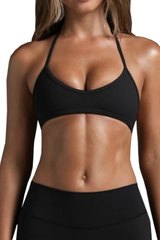 Women's Halter V-Neck Backless Triangle Cup Sports Bra