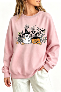 Women's Fall Halloween Witch Ghost Floral Horror Sweatshirt