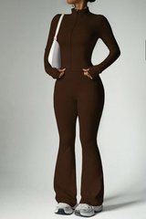 Women's Sport Set:Stand Collar Jacket And Flared Pants