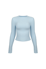 Women's Fall Ribbed Crew Neck Cropped Long Sleeve Top
