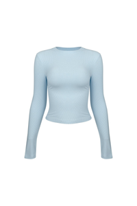 Women's Fall Ribbed Crew Neck Cropped Long Sleeve Top