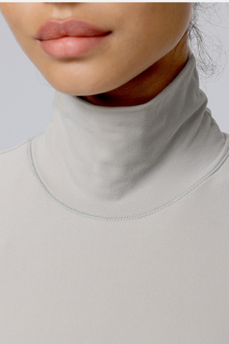 Women Soft Thin Stretch High Neck Slim Fit Yoga T-Shirt