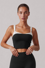 Women's Color Block U-Back Padded Sports Cropped Tank Top