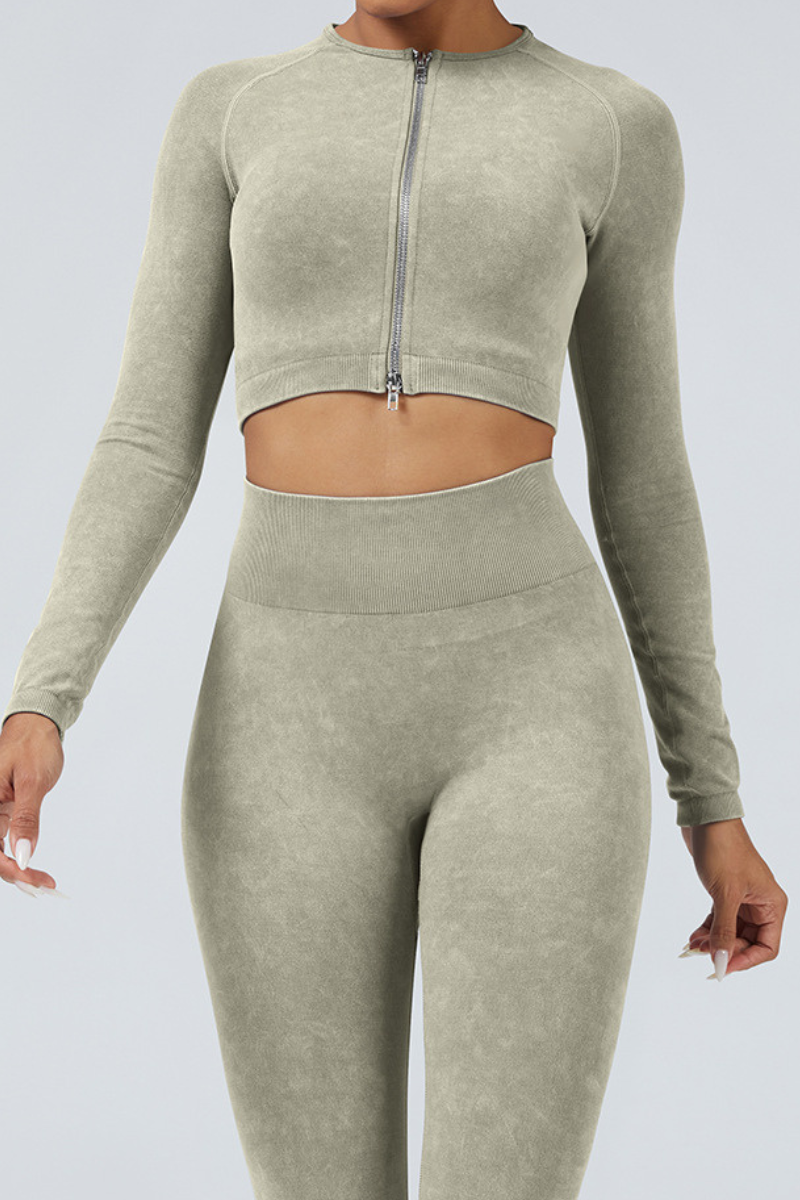 Women Fitness Athletic Full Zipper Cropped Jacket