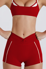 Women's Twist Waist Color Block Quick Dry Yoga Shorts