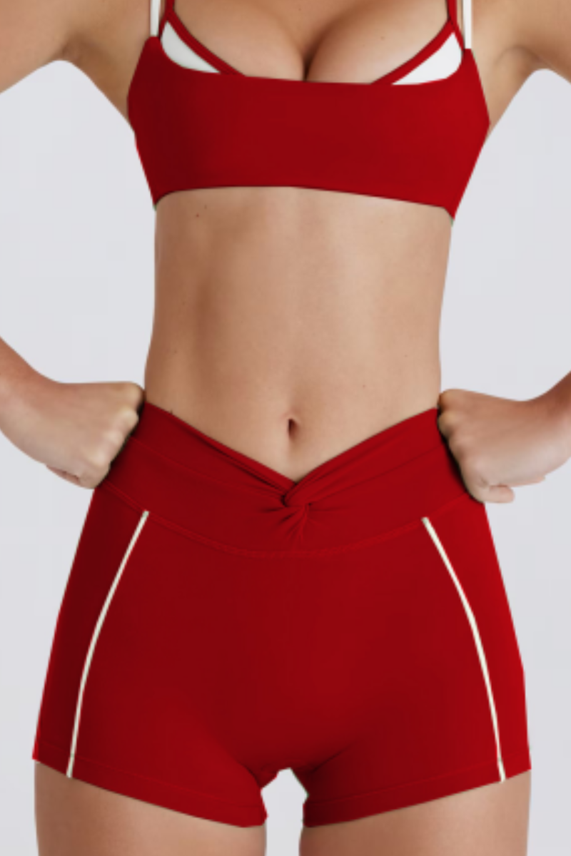 Women's Twist Waist Color Block Quick Dry Yoga Shorts