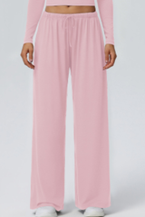 Women's Drawstring High Waist Drape Wide Leg Casual Pants