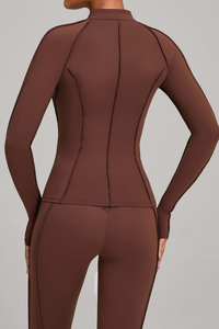 Collared, zippered long-sleeve outer jacket