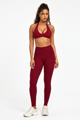 Women's Halter Backless Bra and High Waist Leggings Sets