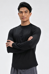 Men's Quick Dry Back Print Athletic Long Sleeve T-shirt