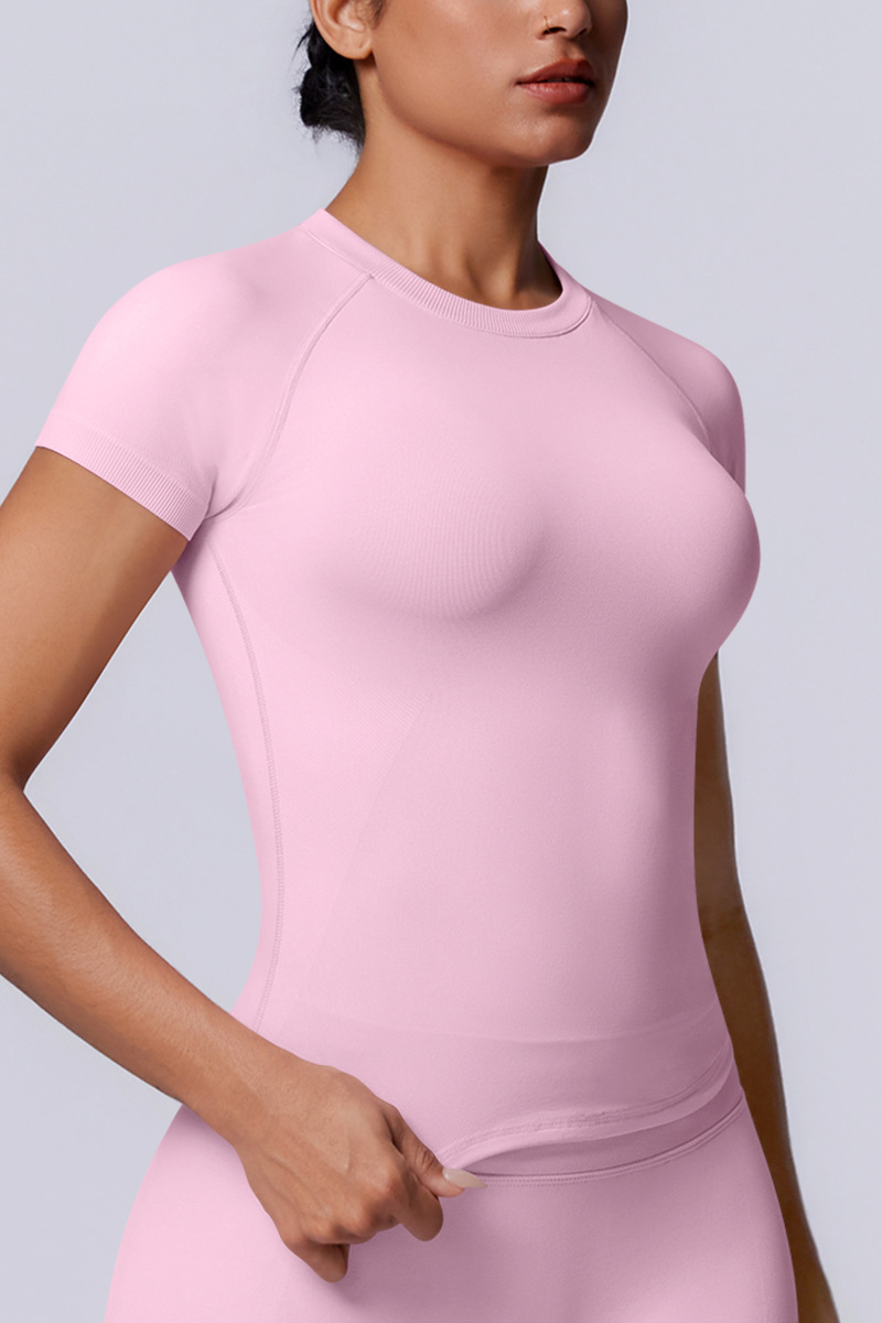 Women's Summer Seamless Solid High Stretch Breathable Tee