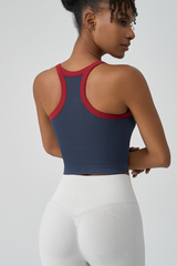 Long-sleeve, color-contrast sports bra