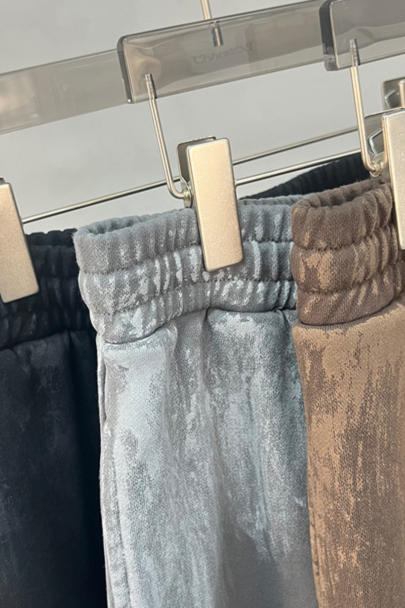 Distressed, worn-out straight-leg pants