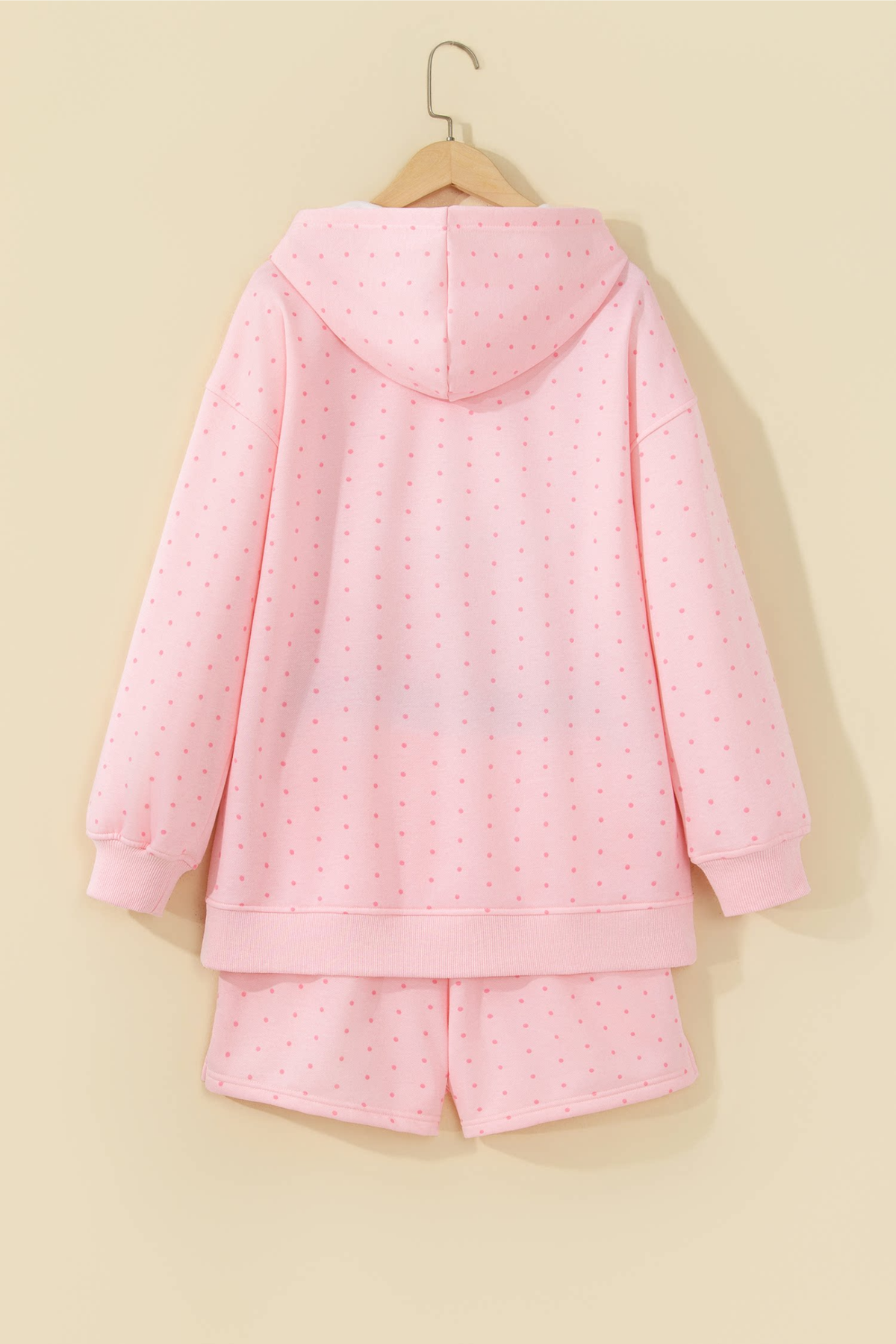 Women's Polka Dot Oversized Hoodie And Short Loungewear Sets