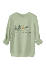 Women's Fall Christmas Tree Print Crew Neck Sweatshirt