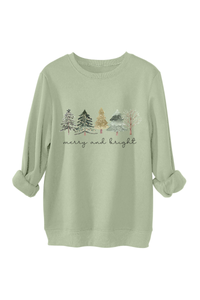 Women's Fall Christmas Tree Print Crew Neck Sweatshirt