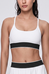 Women's Color Block Ribbed Thin Strap Sports Bra