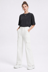 Women's High Waist Multi-Pocket Wide Leg Cargo Jeans