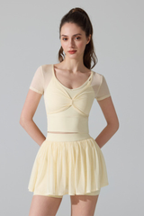 Women's Athleic Set:Faux Two-Piece T-shirt And Mini Skirt