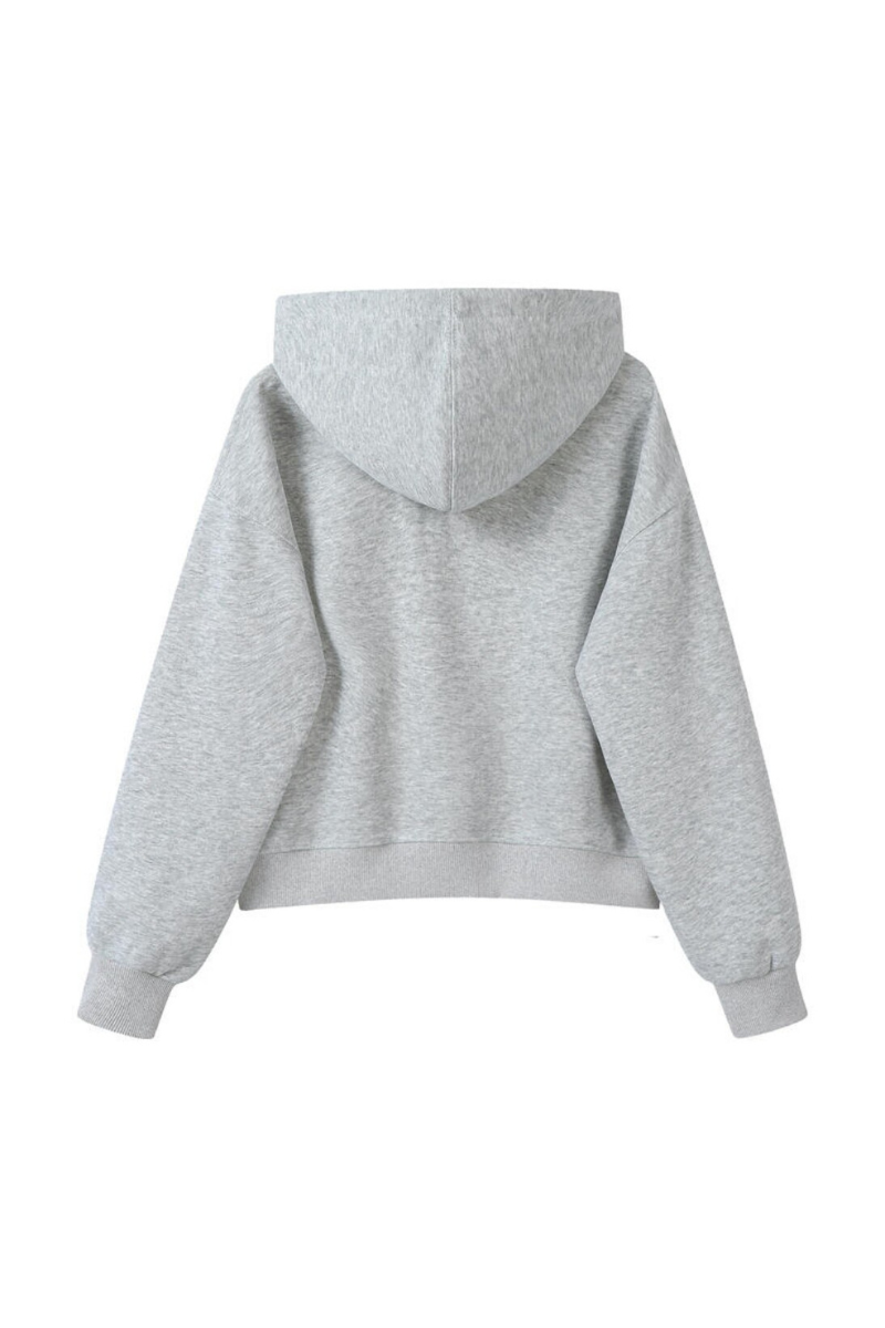 Women's Fall Cropped Relaxed Solid Sports Hoodie