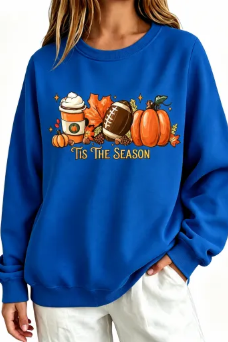 Women’s Fall Football Pumpkin Graphic Halloween Sweatshirt