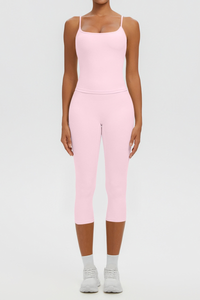 Women's Athletic Tank Top & High Waist Capri Leggings Set