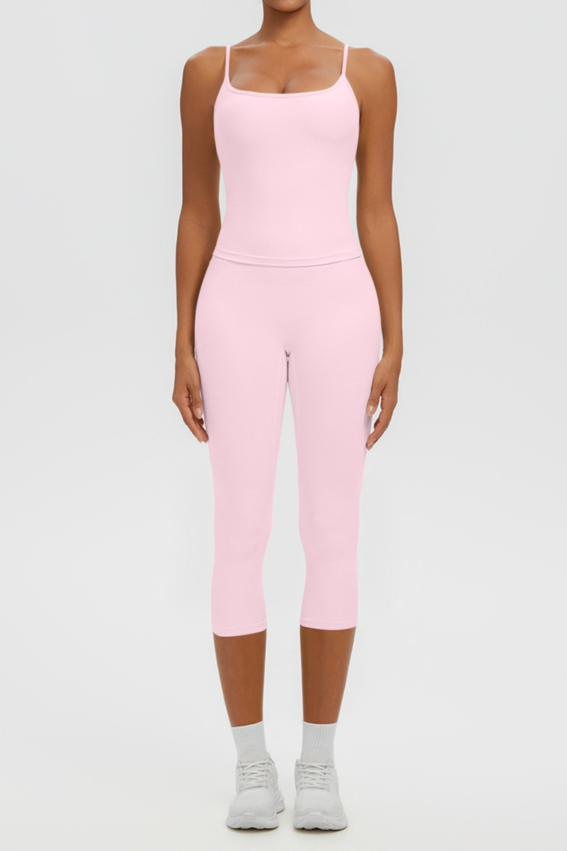 Women's Athletic Tank Top & High Waist Capri Leggings Set