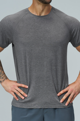 Men Raglan Crew Neck Sports Short Sleeve T Shirt