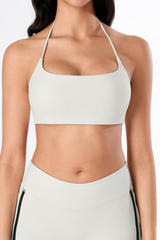 Women's Athletic Square Neck Tie Halter  Backless Yoga Bra