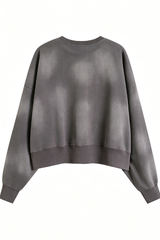 Women's Fall Vintage Gradient Cropped Crew Neck Sweatshirt