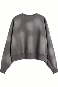 Women's Fall Vintage Gradient Cropped Crew Neck Sweatshirt