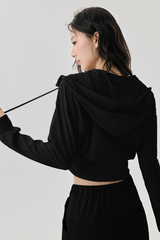 Short-sleeved hooded sports jacket.