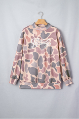 Women's Winter Camo Howdy Letter Mock Neck Sweatshirt