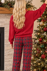 Women's Fall Christmas Tree Color Block Mock Neck Sweatshirt