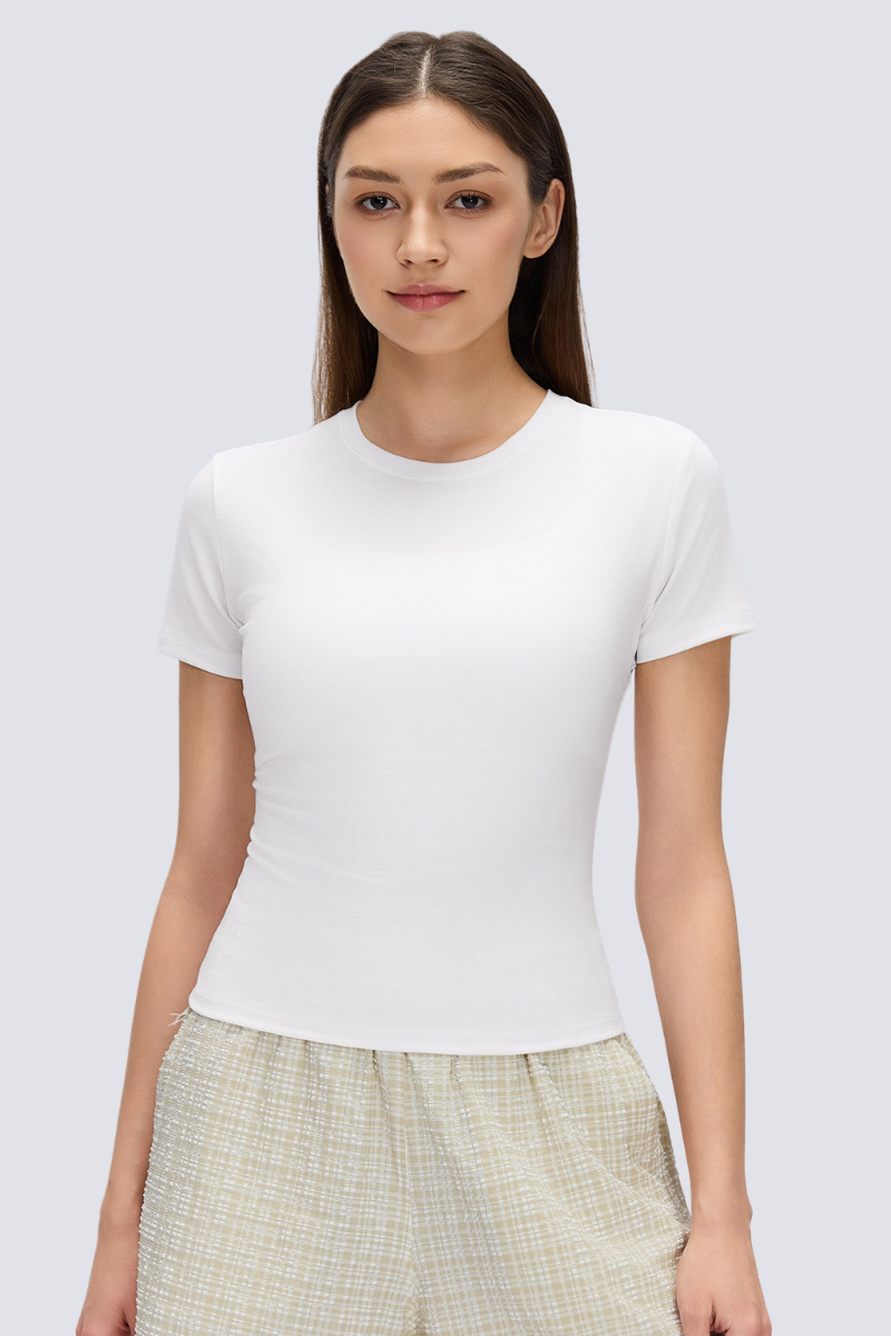 Women's Quick Dry Slim Elastic Cuff Crewneck Yoga Tee