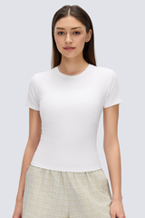 Women's Quick Dry Slim Elastic Cuff Crewneck Yoga Tee