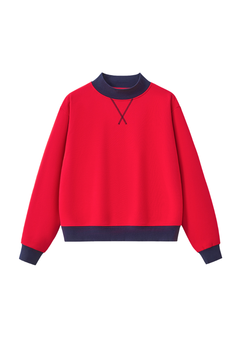 Women's Fall Cozy Fleece Mock Neck Color Block Sweatshirt
