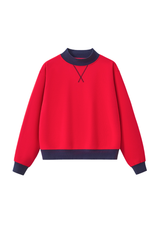 Women's Fall Cozy Fleece Mock Neck Color Block Sweatshirt