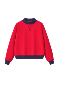 Women's Fall Cozy Fleece Mock Neck Color Block Sweatshirt