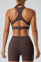 Women's deep V-neck triangle cup sports bra