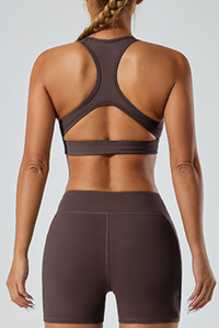 Women's deep V-neck triangle cup sports bra