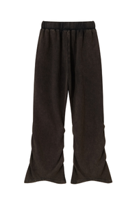 Women's Fall Washed Distressed Ruched Flare Sweatpants