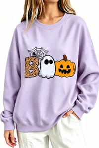 Women's Fall BOO Letter Print Graphic Halloween Sweatshirt