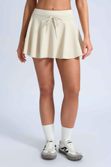 Women's Vertical Ribbed Drawstring Sports Tennis Mini Skort